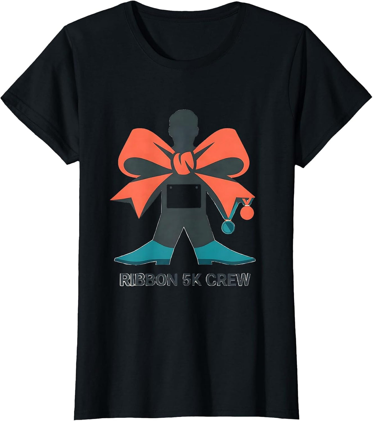 Ribbon 5K Crew Midcentury Modern Christmas Run Funny Runner T-Shirt - Black