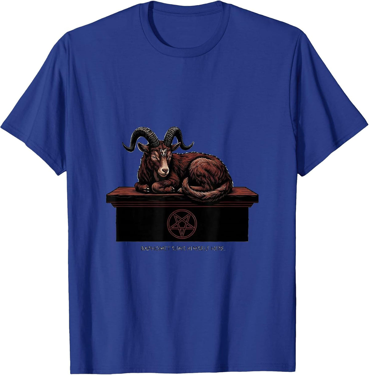 Baphomet Suns Himself Here Occult Satanic Dark Gothic T-Shirt - Royal Blue