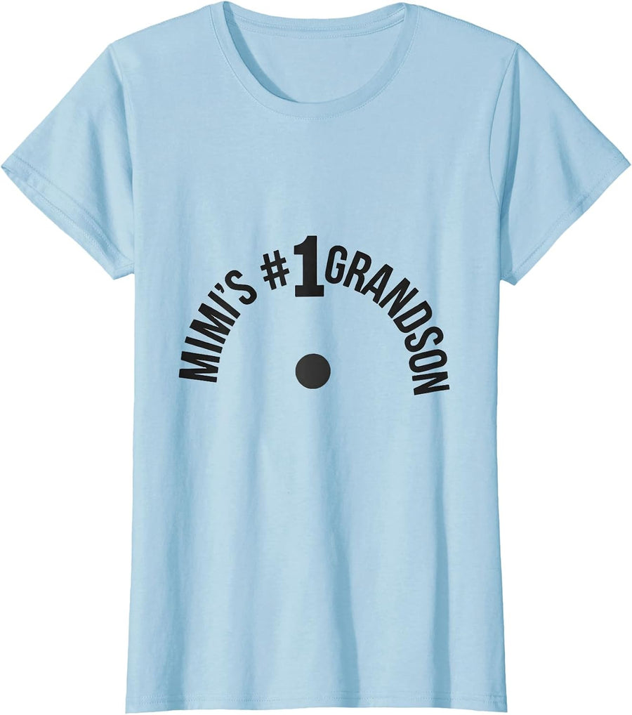 Women's Mimi's #1 Grandson Funny Grandma Grandchild Family Pride T-Shirt - Baby Blue