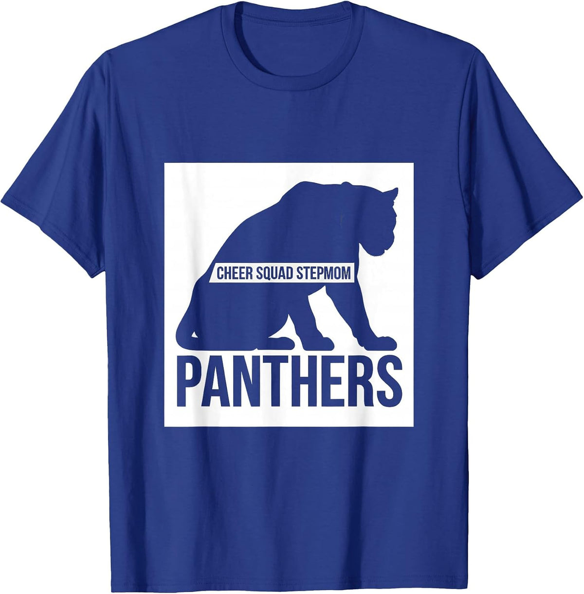 Men's Cheer Squad Stepmom Panthers Silhouette Cheer Mom Fan T-Shirt - Royal Blue