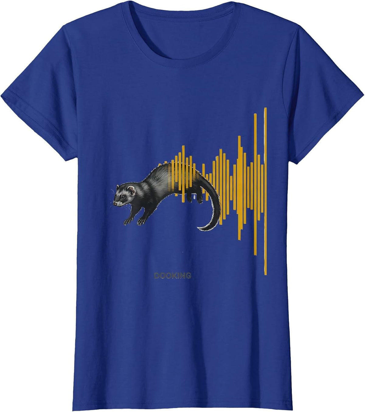 Women's Dooking Editorial Conceptual Funny Ferret Lover Christmas T-Shirt - Royal Blue