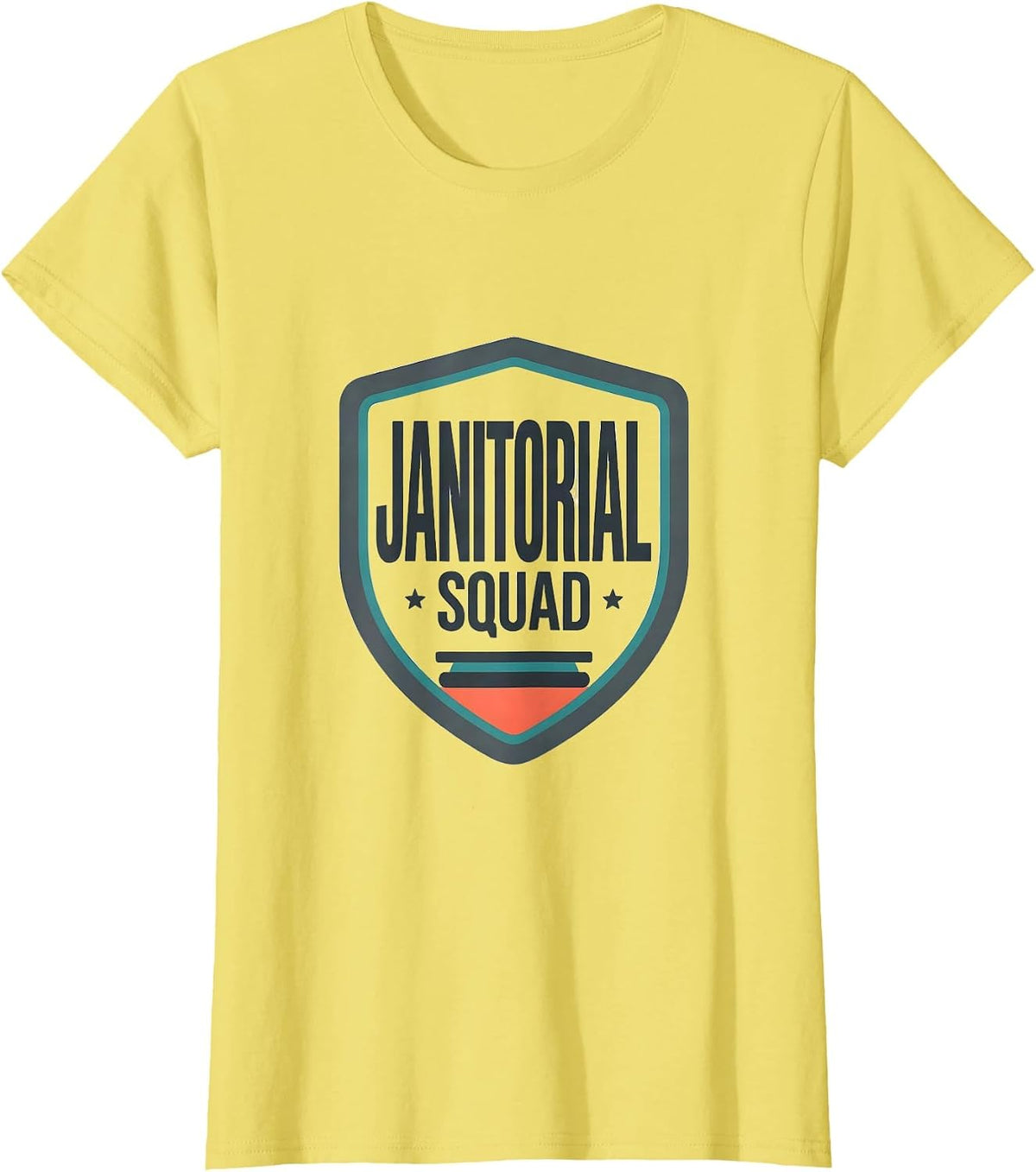 Women's Janitorial Squad Flat Vector Shield Janitor Appreciation T-Shirt - Lemon Yellow