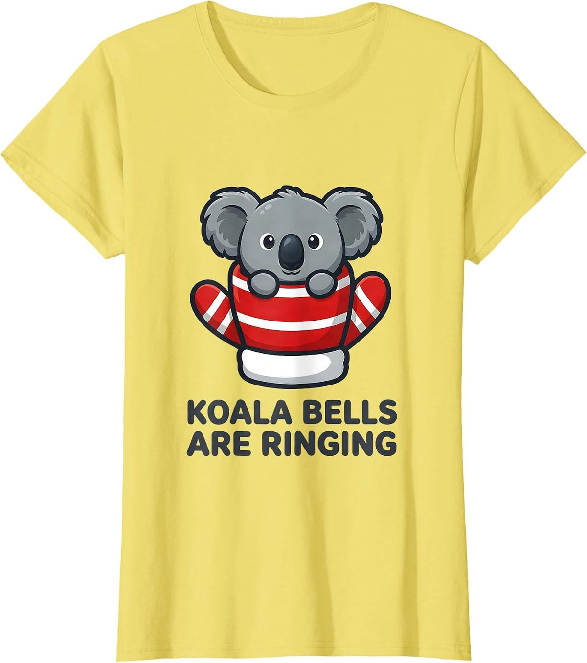 Women's Koala Bells Are Ringing Cute Kawaii Koala Lover Christmas T-Shirt - Lemon Yellow