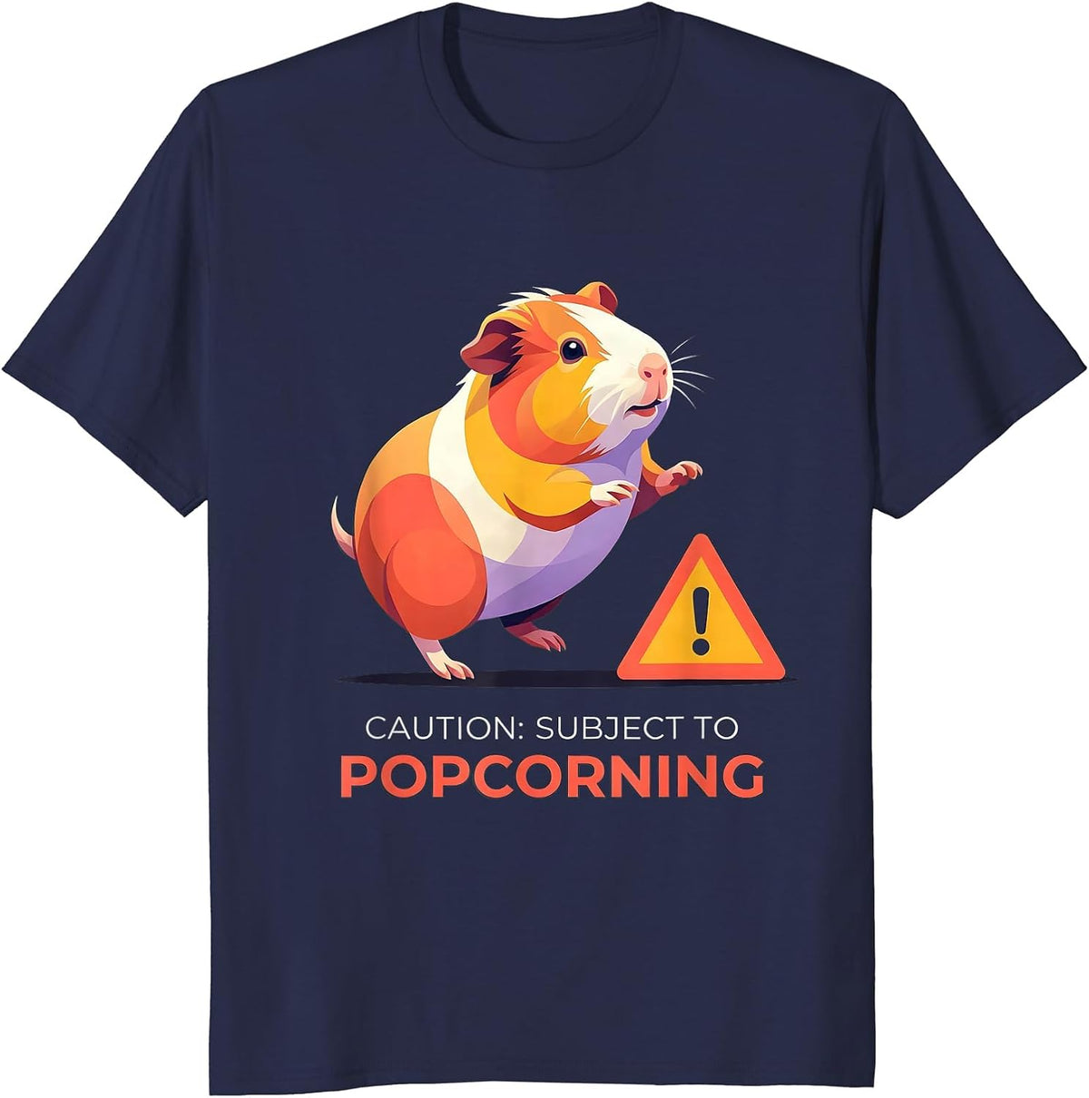 Caution: Subject To Popcorning Funny Guinea Pig Lover T-Shirt - Navy Blue
