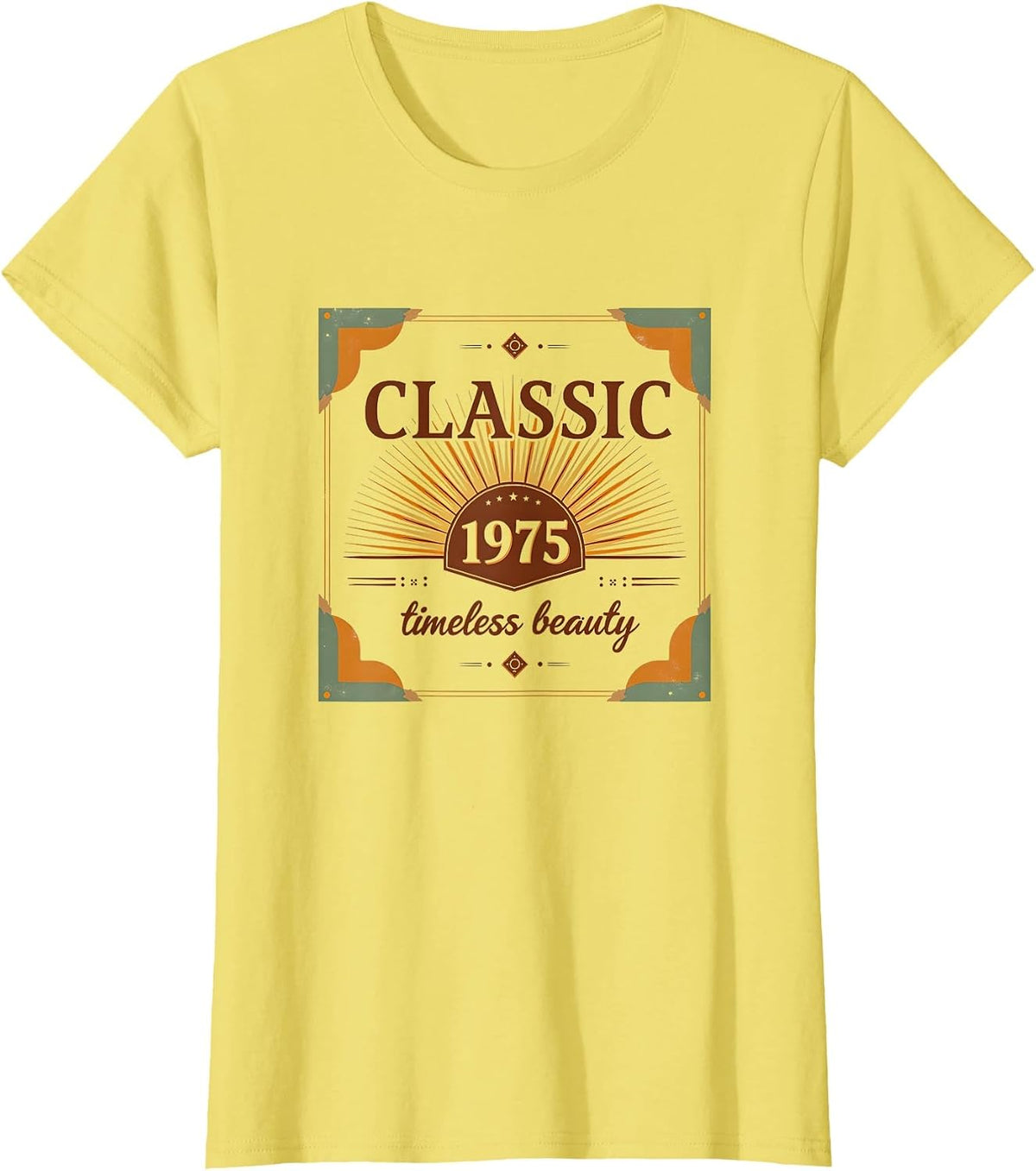 Classic 1975 Timeless Beauty Vintage Design T-Shirt - Lemon Yellow