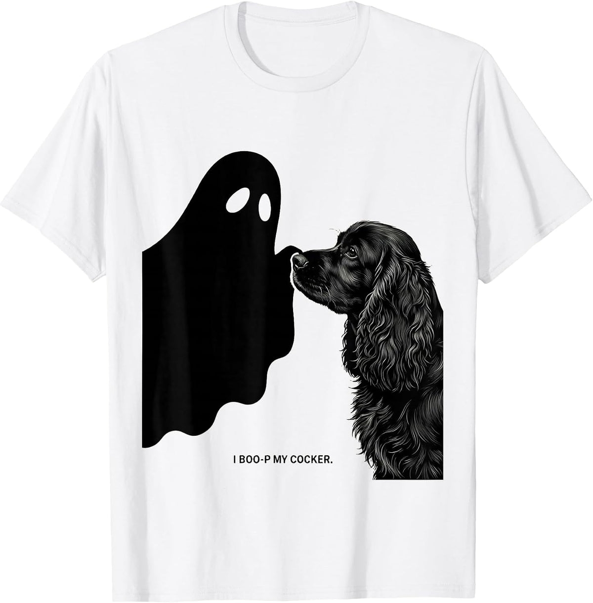 Men's I Boo-p My Cocker Funny Ghost Halloween Dog Lover Dog Mom T-Shirt - White