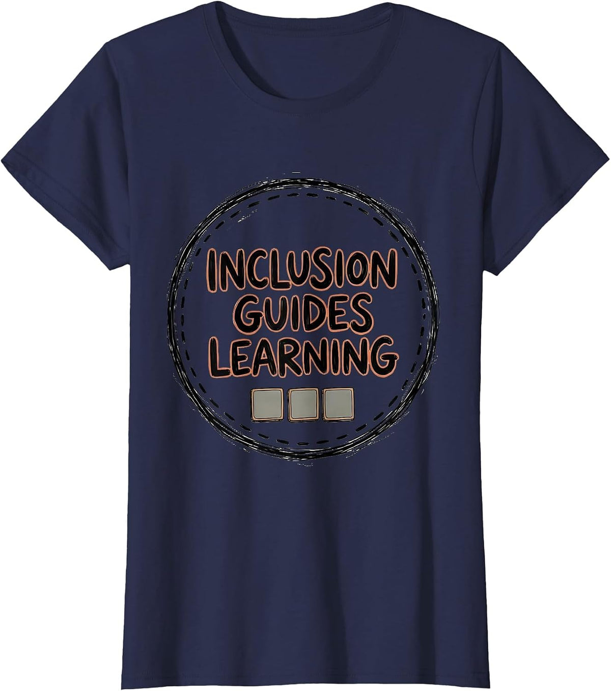 Women's Inclusion Guides Learning Hand-Sketched Special Education T-Shirt - Navy Blue