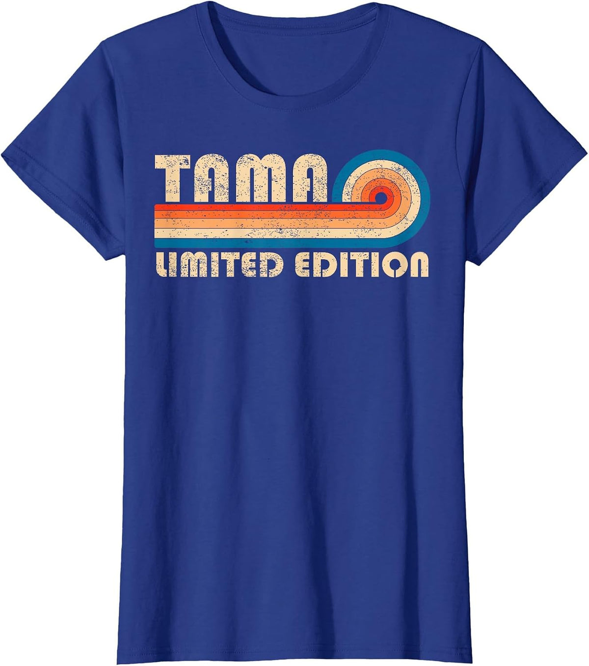 TAMA Retro 70s 80s Sunset Stripe T-Shirt - Royal Blue
