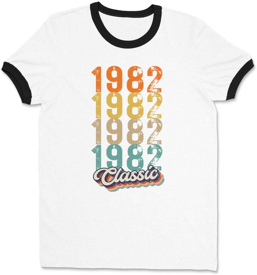 Classic 1982 Ringer Tee Shirt Unisex - White\/Black