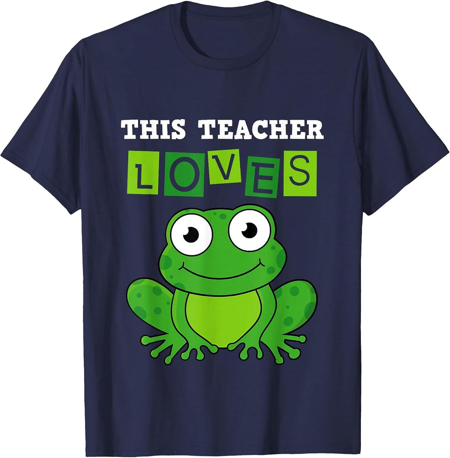 Biology Teachers: This Teacher Loves Frogs T-Shirt - Navy Blue