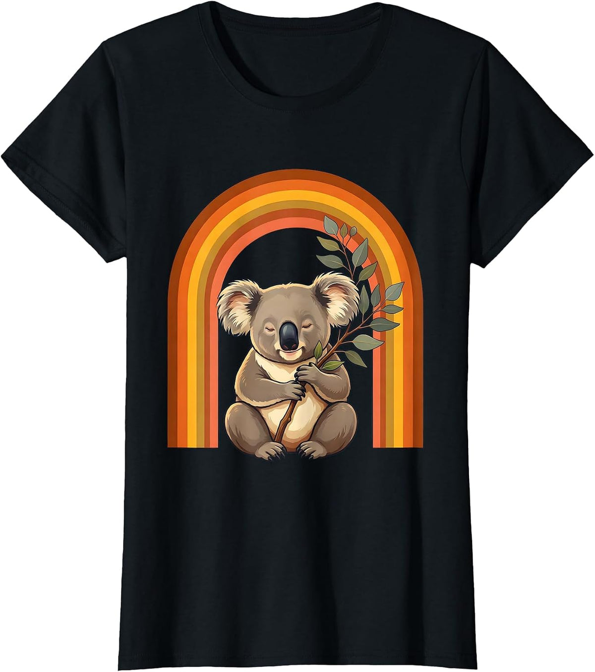 Women's Koala Lover Retro 70s Cute Animal Humor T-Shirt - Black