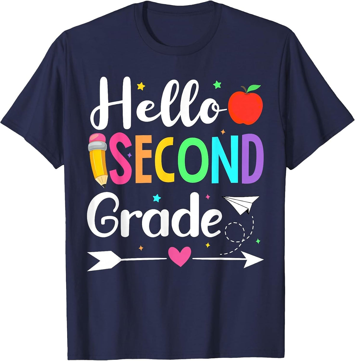 Hello 2nd Grade Back to School Hello Second Grade Teacher T-Shirt - Navy Blue