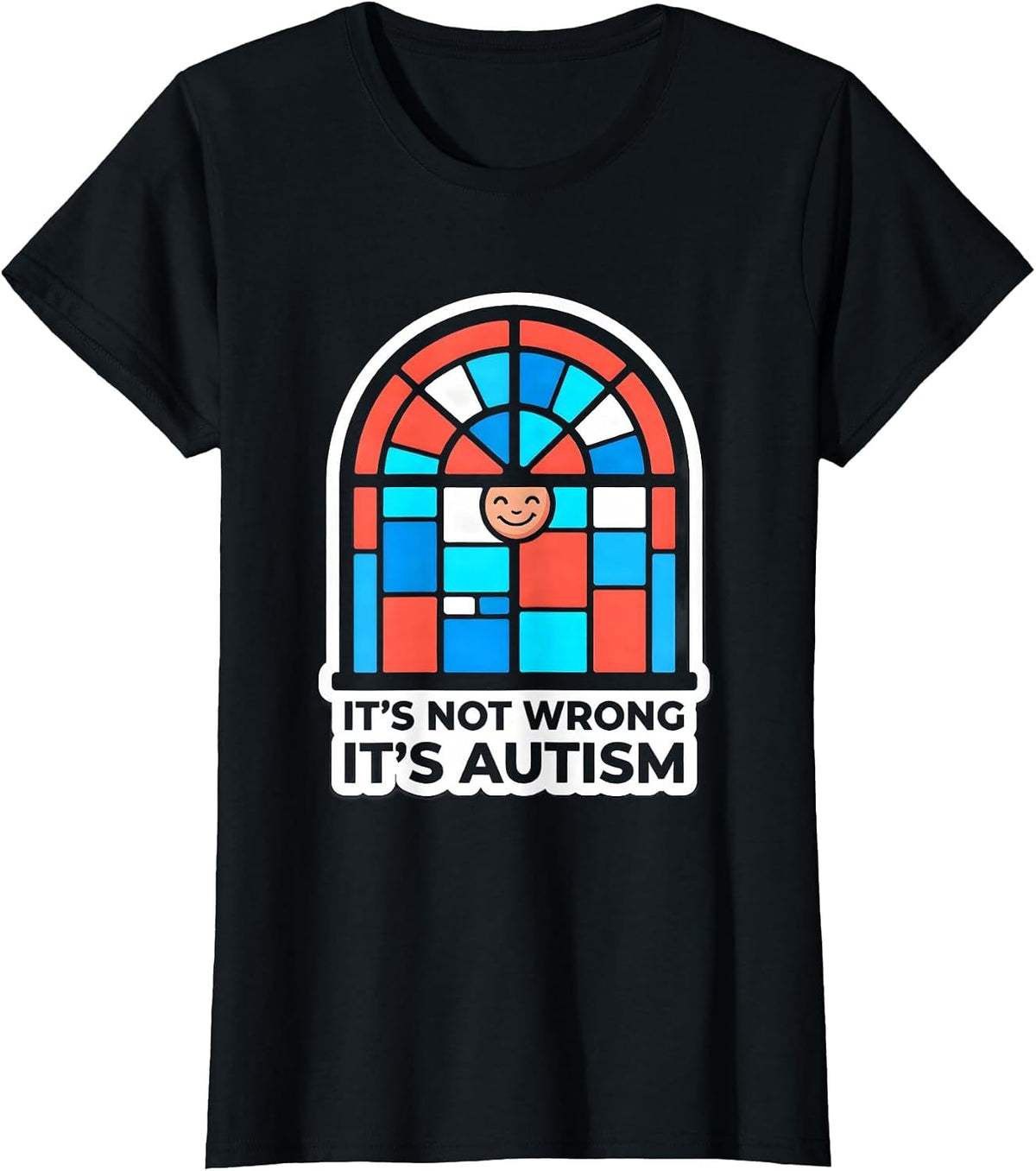 Women's It's Not Wrong It's Autism Sticker Style Neurodiversity T-Shirt - Black
