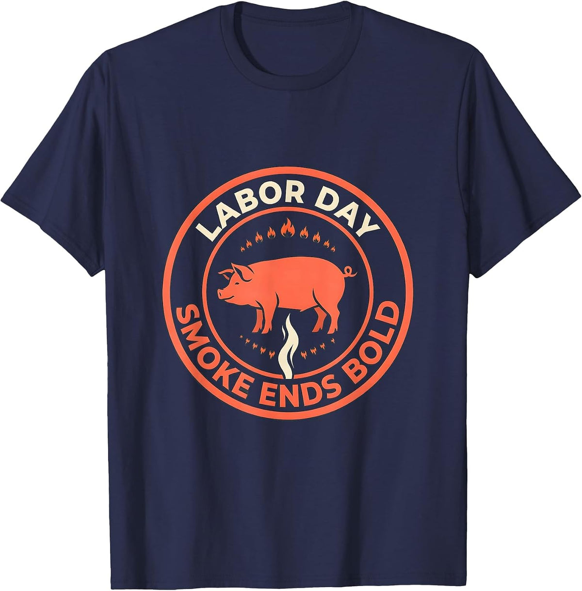 Labor Day Smoke Ends Bold Funny BBQ Cookout Party Dad T-Shirt - Navy Blue
