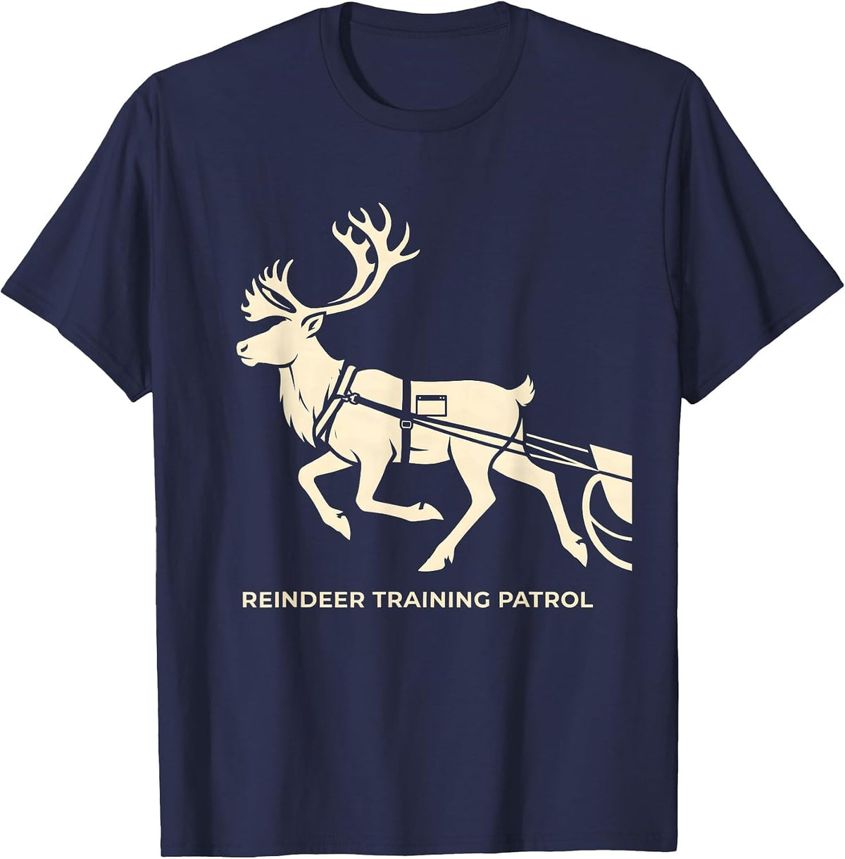 Reindeer Training Patrol Funny Christmas Running Runner Gift T-Shirt - Navy Blue