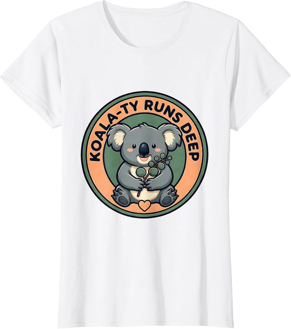 Women's Koala-ty Runs Deep Cute Kawaii Koala Lover Animal Pun Humor T-Shirt - White