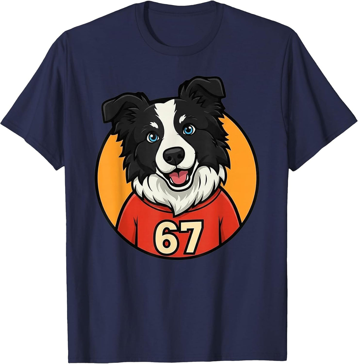 67 Border Collie Funny Trend T-Shirt - Navy Blue