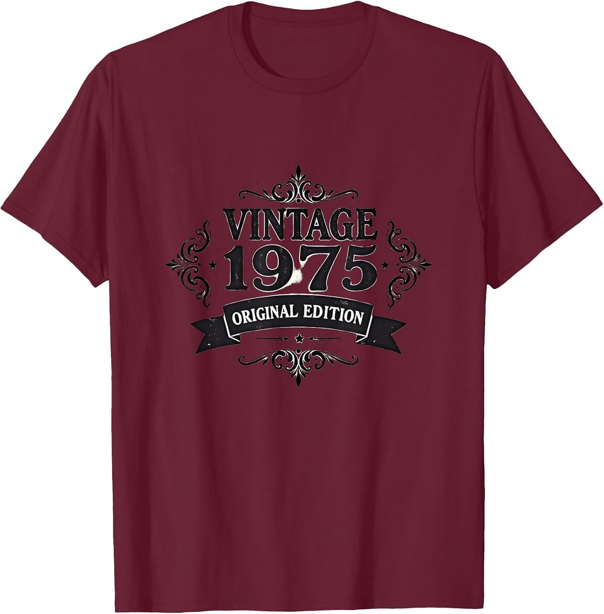 Vintage 1975 Original Edition Retro Design T-Shirt - Burgundy