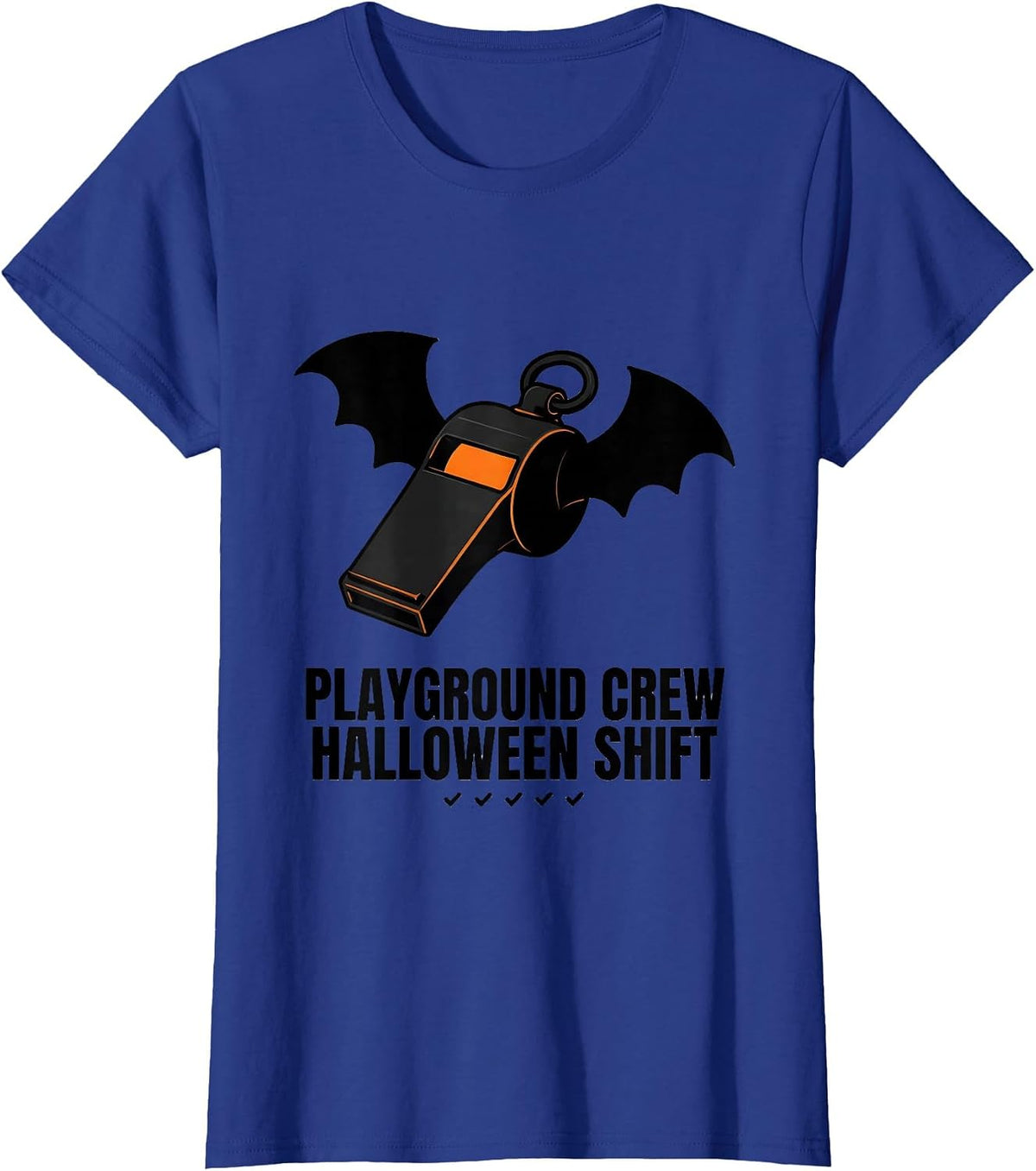 Women's Playground Crew Halloween Shift Editorial Conceptual Teacher T-Shirt - Royal Blue