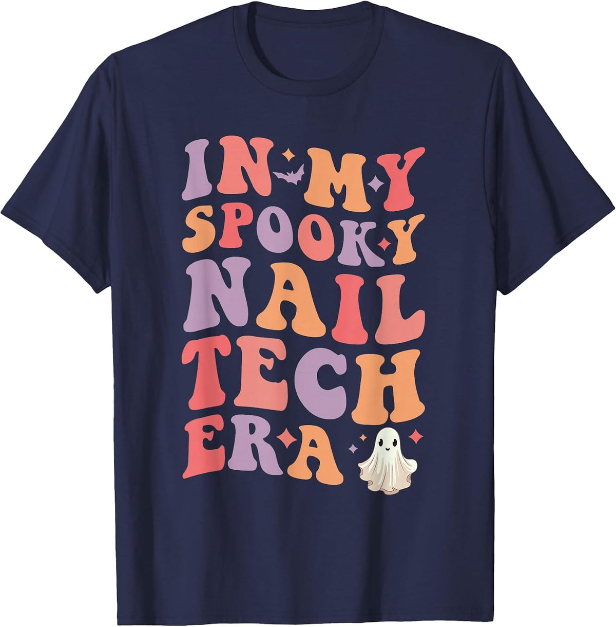 in My Spooky Nail Tech Era Halloween Funny Nail Technician T-Shirt - Navy Blue