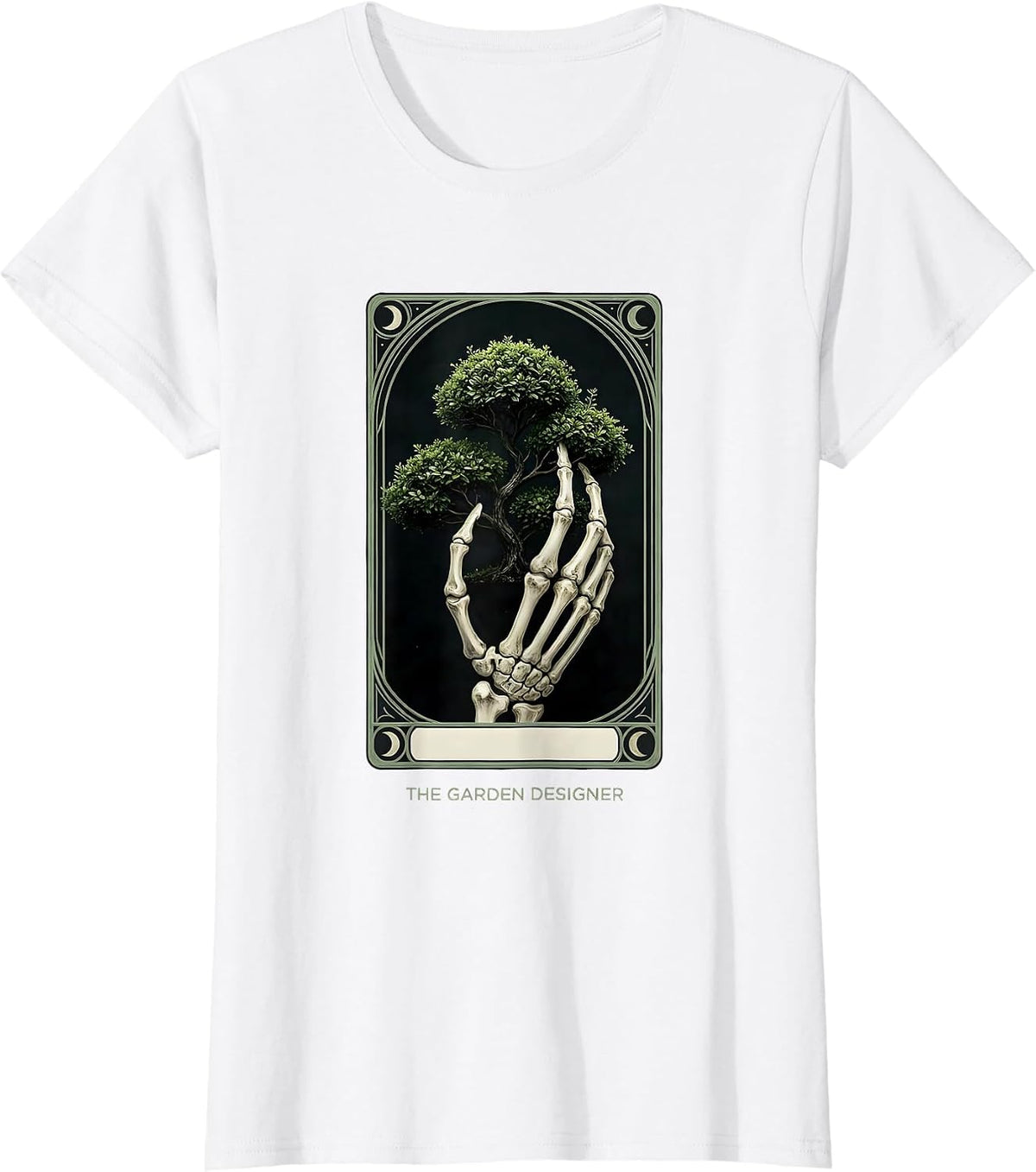 The Garden Designer Vintage Tarot Card Skeleton Role Humor T-Shirt - White