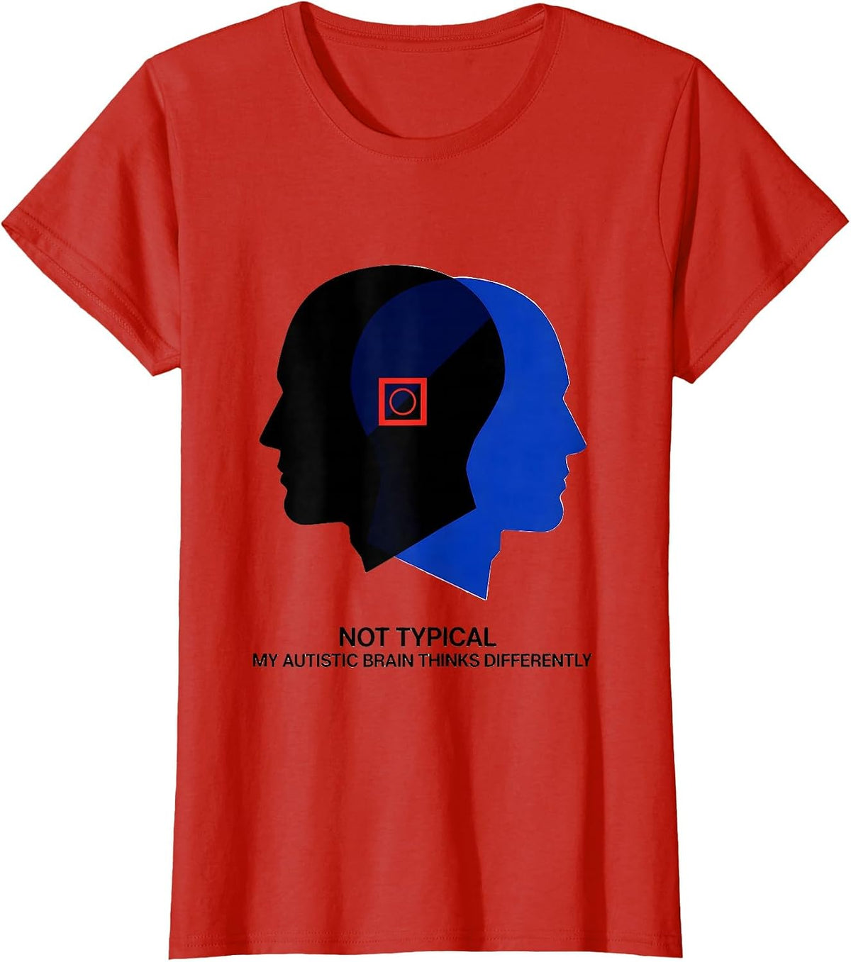 Women's Not Typical My Autistic Brain Thinks Differently Awareness T-Shirt - Red