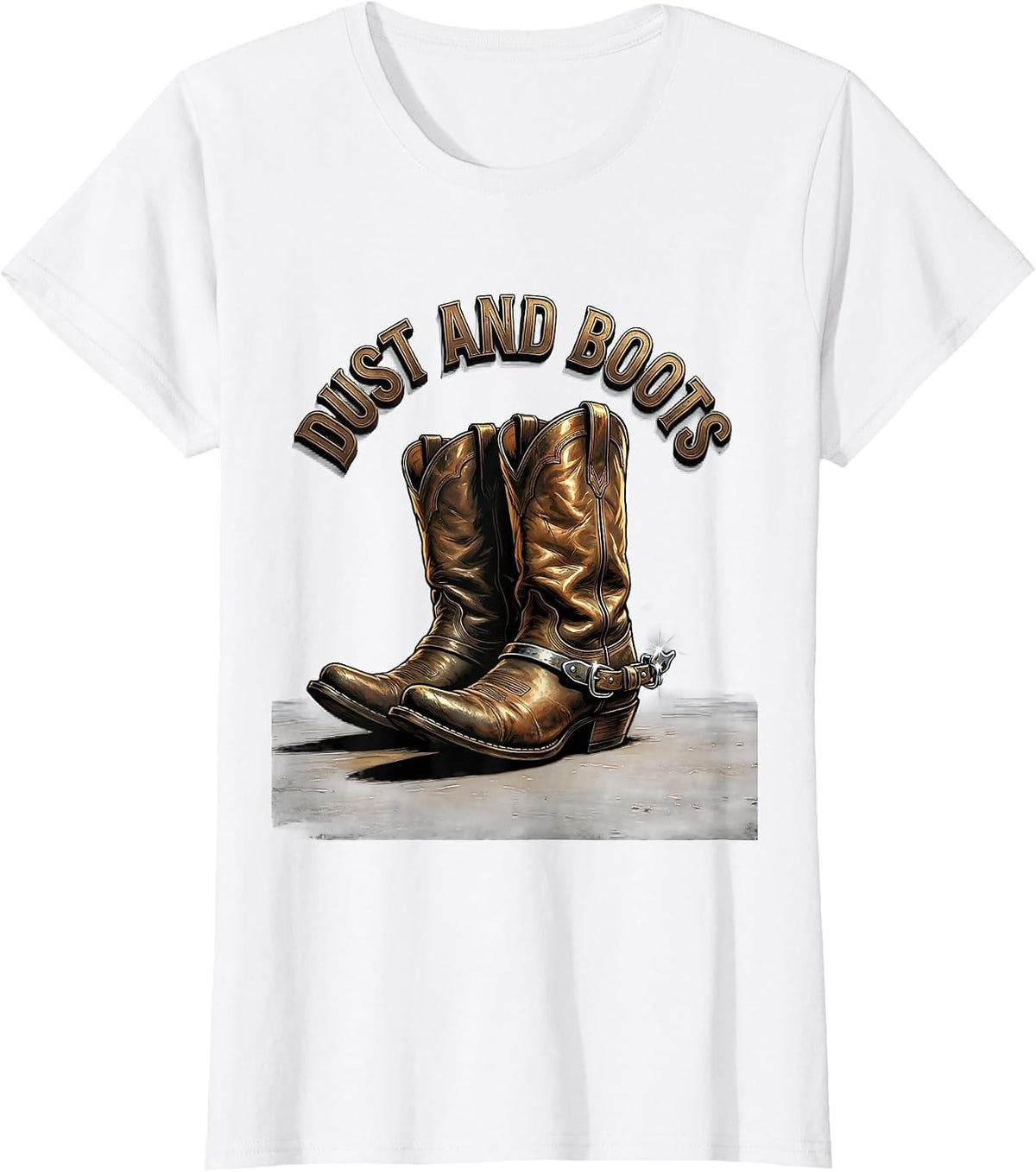 Dust and Boots Western Cowboy Design T-Shirt - White