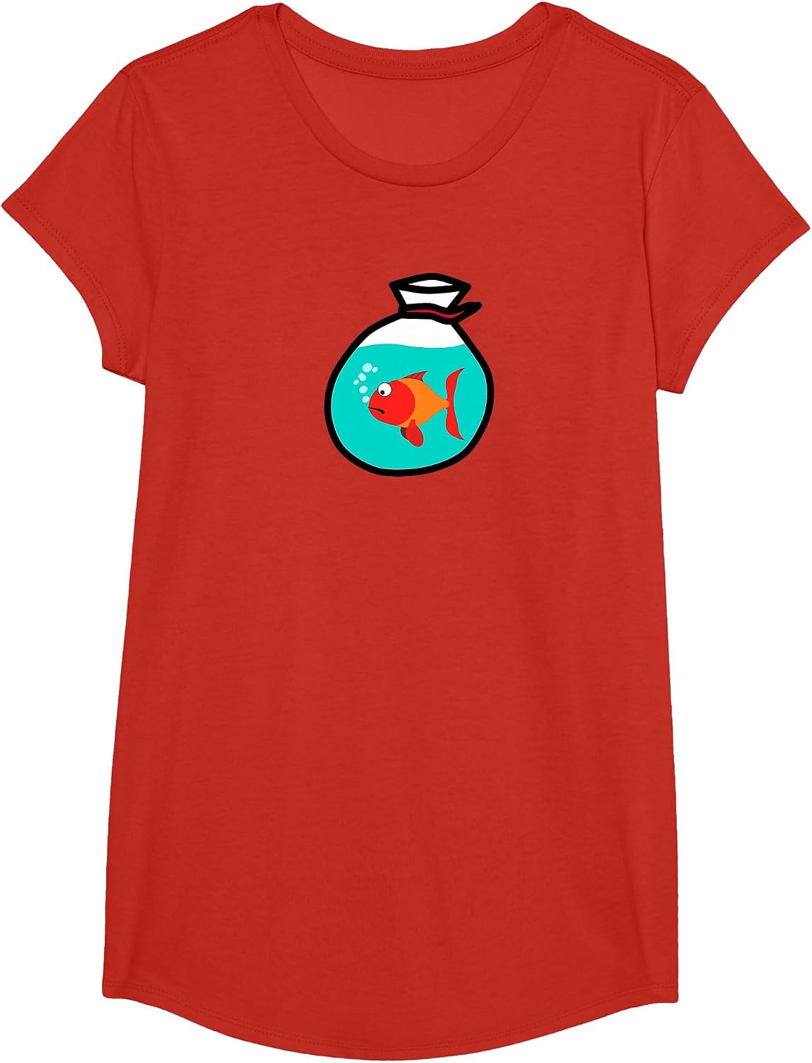 Funny Goldfish in Bag T-Shirt T-Shirt - Girls Red