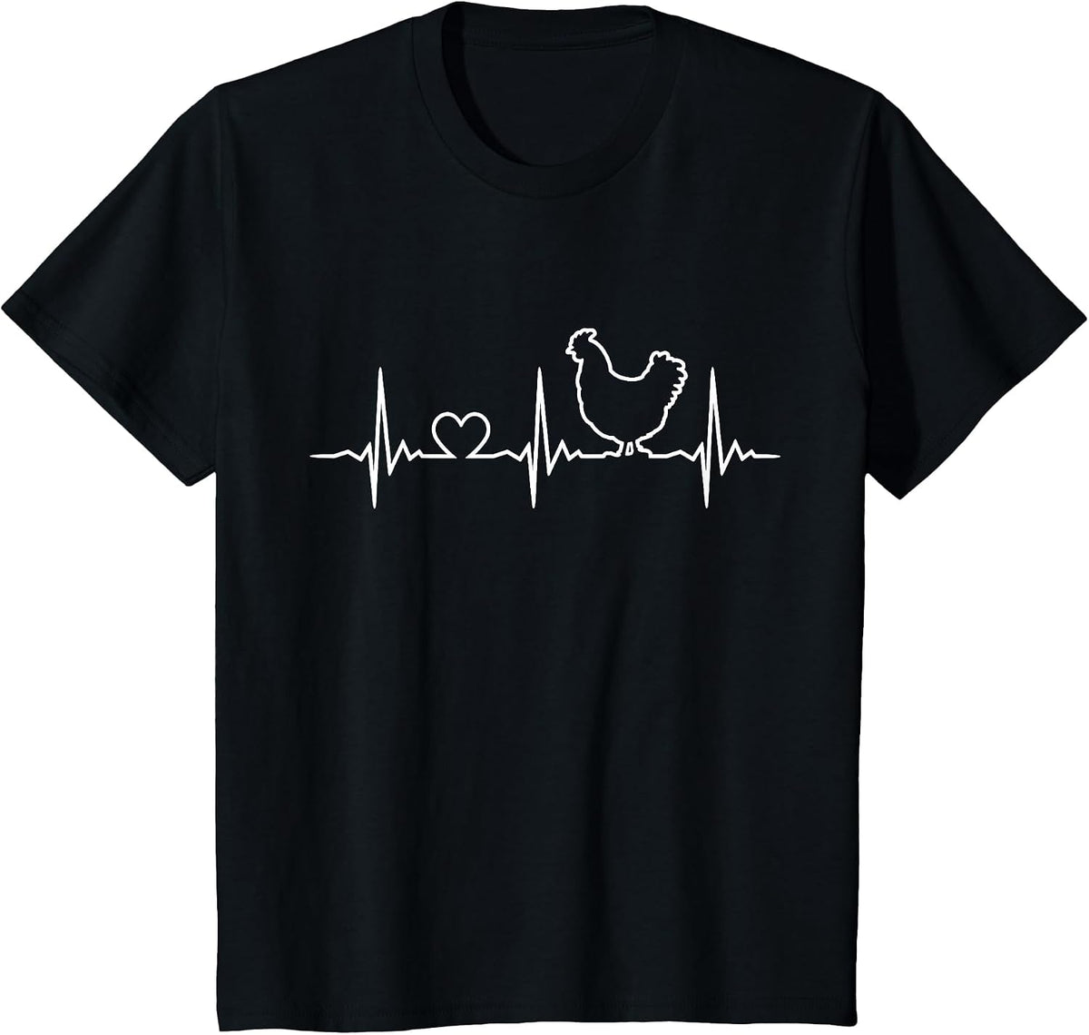 Chicken Farming Heartbeat Funny Farmer T-Shirt - Black