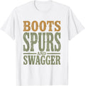 Men's Boots Spurs and Swagger Western Graphic Design T-Shirt - White