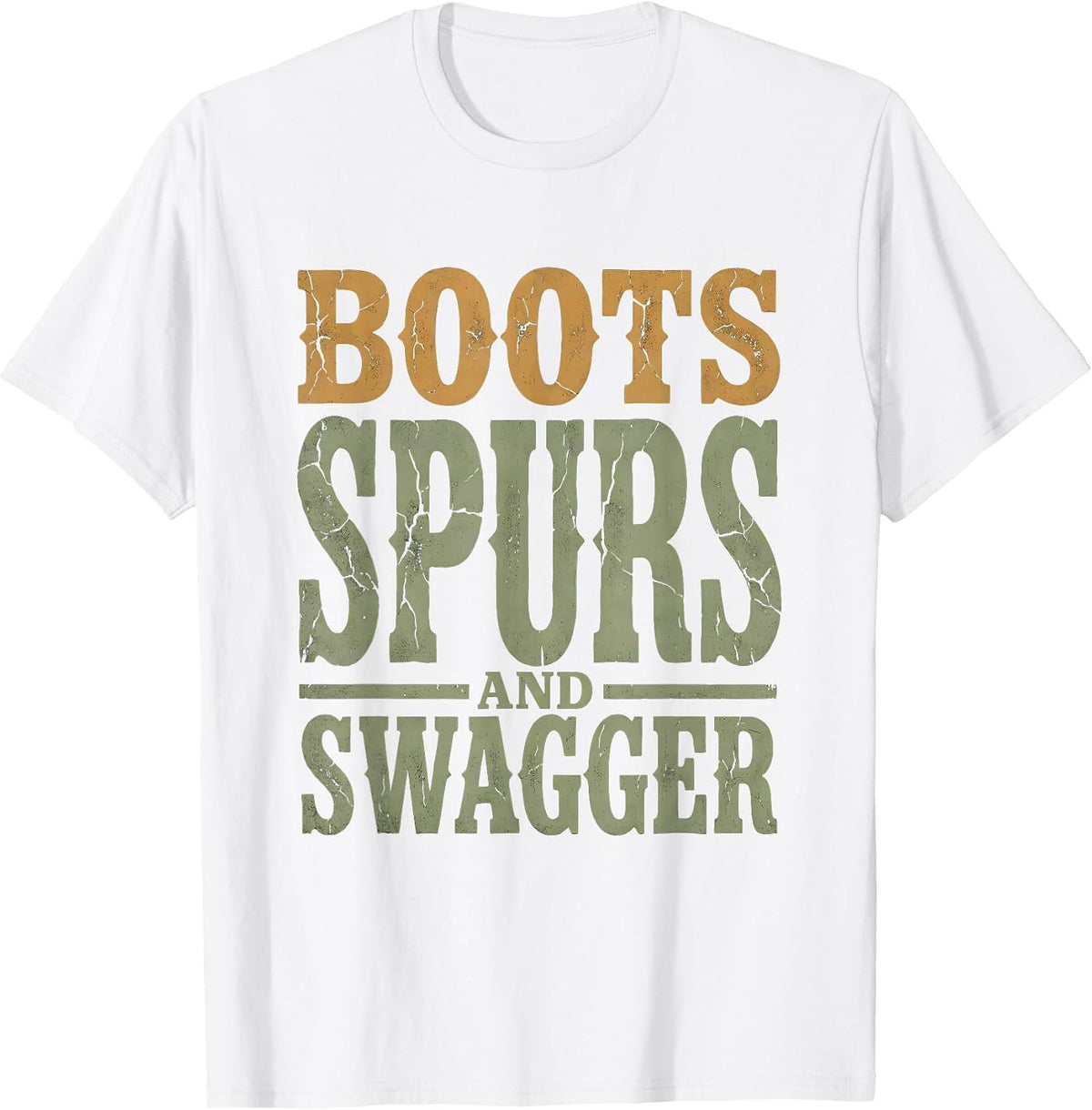 Men's Boots Spurs and Swagger Western Graphic Design T-Shirt - White