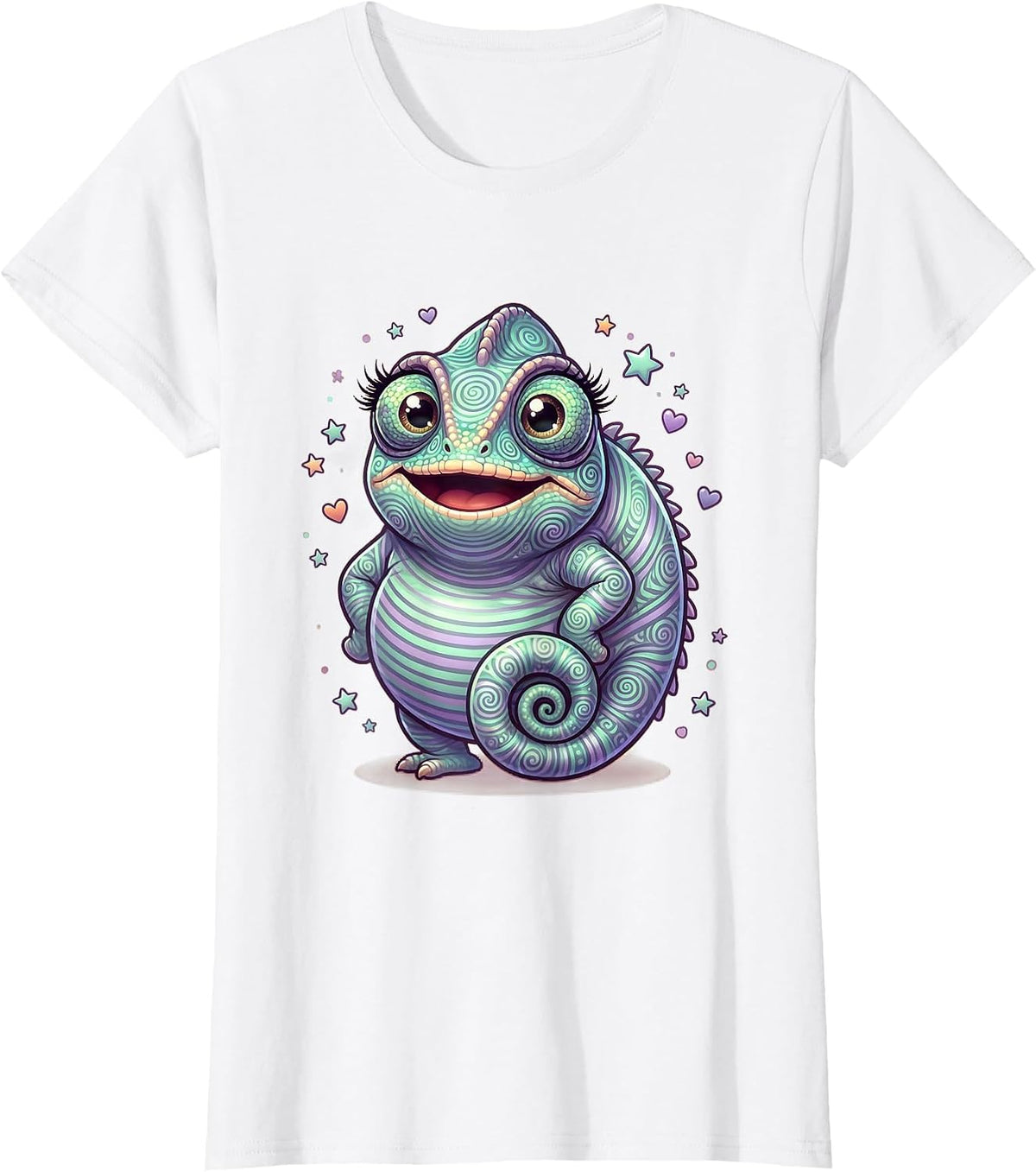 Women's Kids Tie Dye Chameleon Swirling Spiral Pattern T-Shirt - White