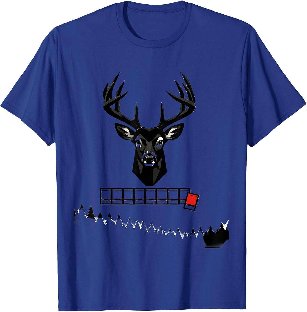 Geometric Whitetail Buck Head Deer Hunting Dad Humor T-Shirt - Royal Blue