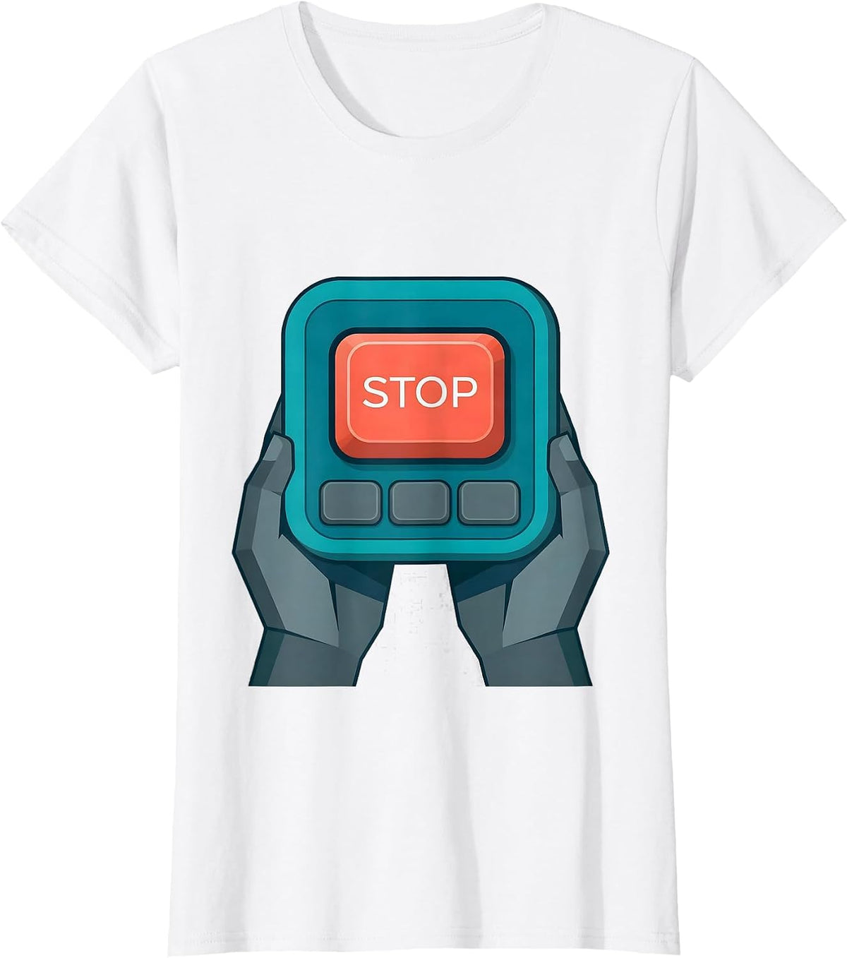Women's Stop Flat Vector AAC Speech Therapy Communication Advocacy T-Shirt - White