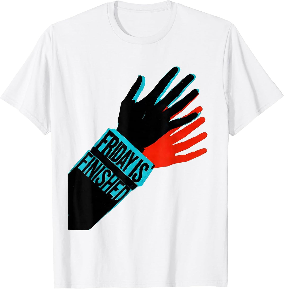Men's Friday Is Finished New Wave Typography ASL Teacher Deaf T-Shirt - White