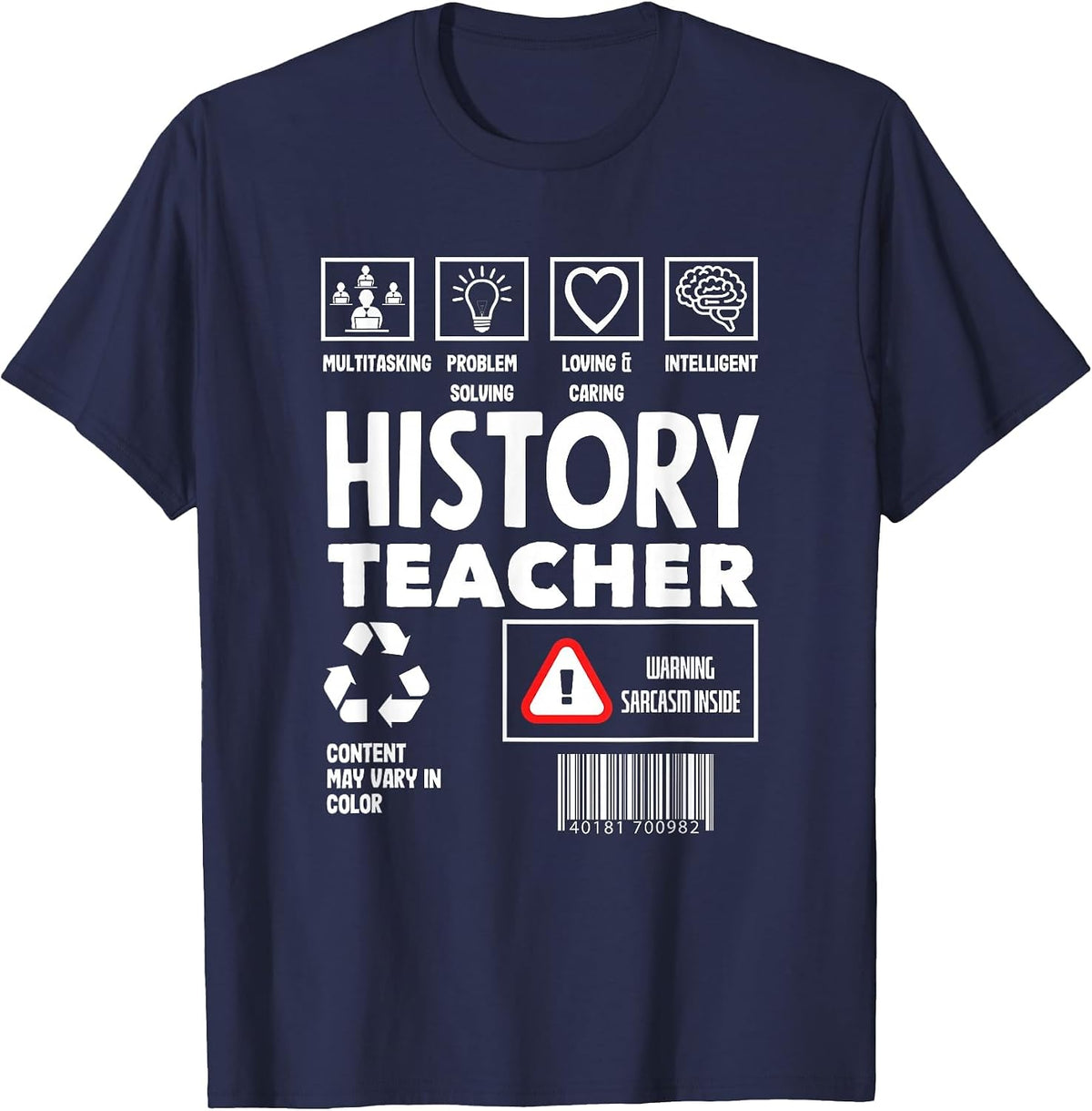Funny History Teacher T-Shirt - Navy Blue