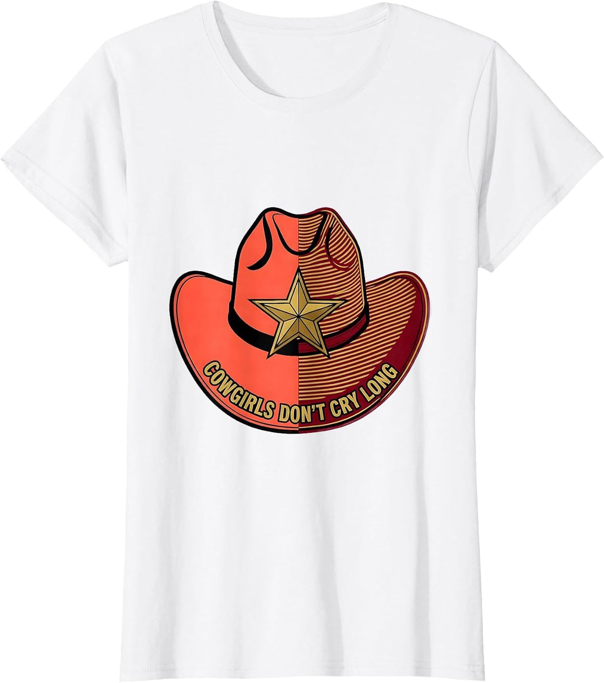 Cowgirls Don't Cry Long Western Design T-Shirt - White