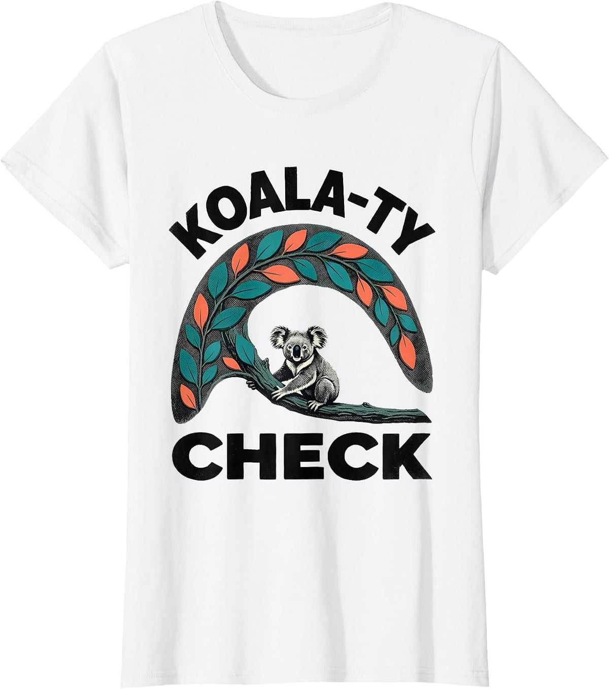 Koala-ty Check Midcentury Modern Cute Koala Lover Humor T-Shirt - White