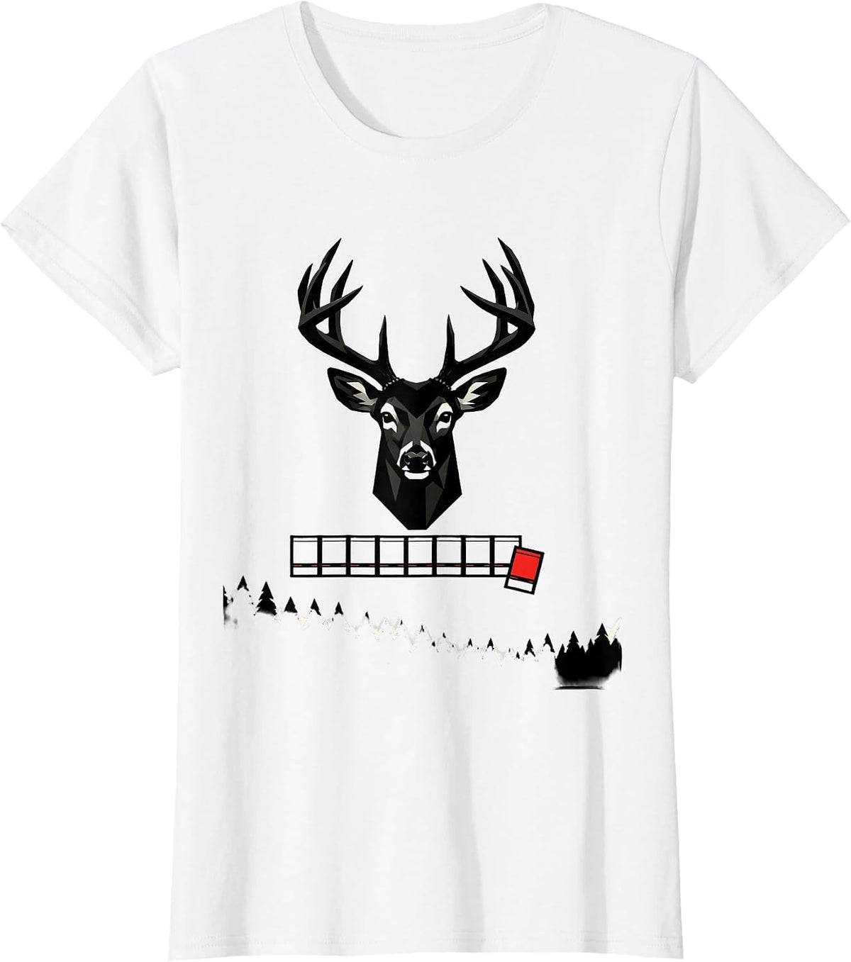 Geometric Whitetail Buck Head Deer Hunting Dad Humor T-Shirt - White