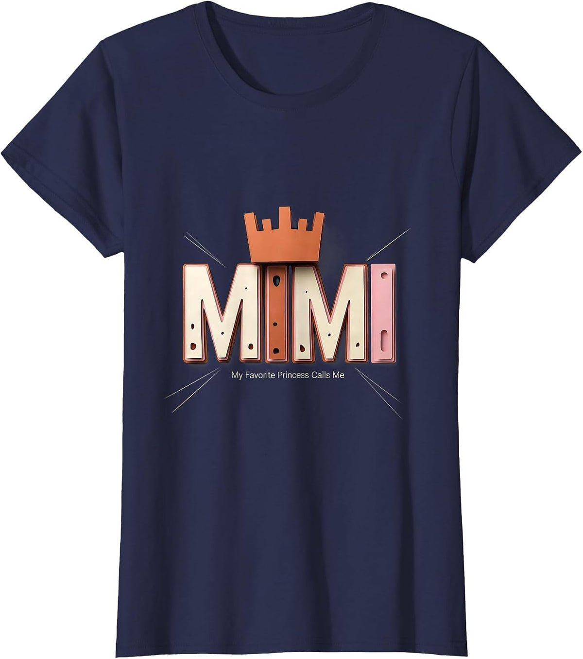 Women's My Favorite Princess Calls Me Mimi Funny Cute Grandma Gift T-Shirt - Navy Blue