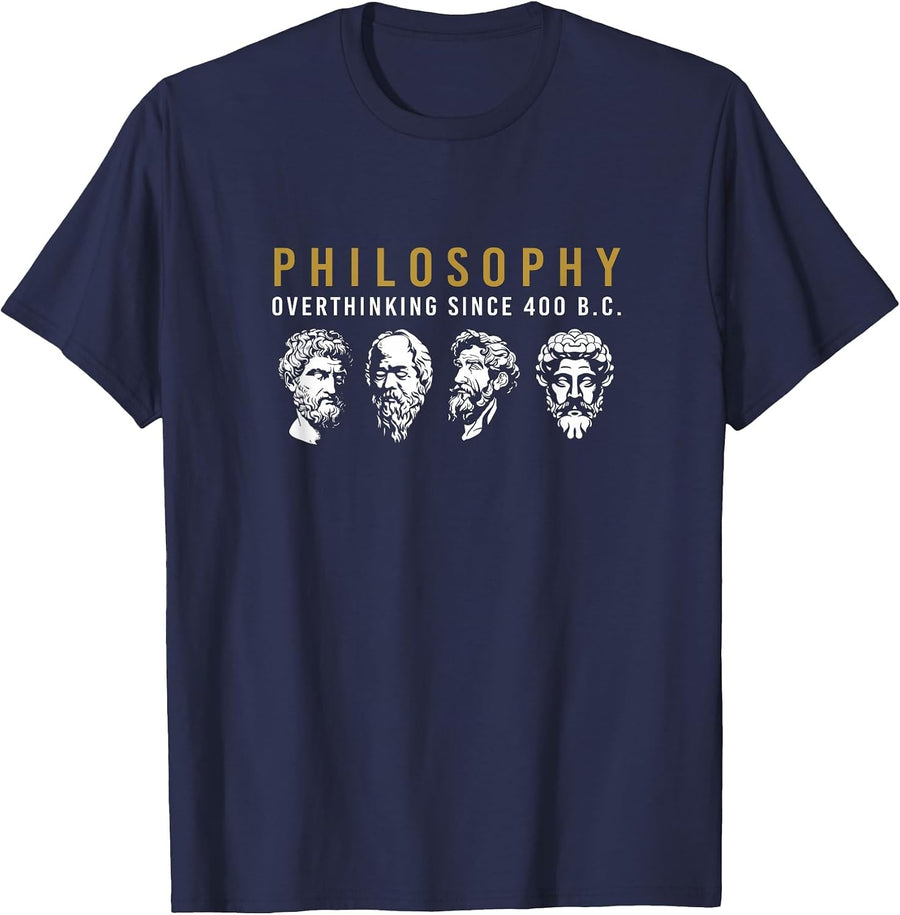 Funny Philosophy Overthinking Philosophers T-Shirt - Navy Blue