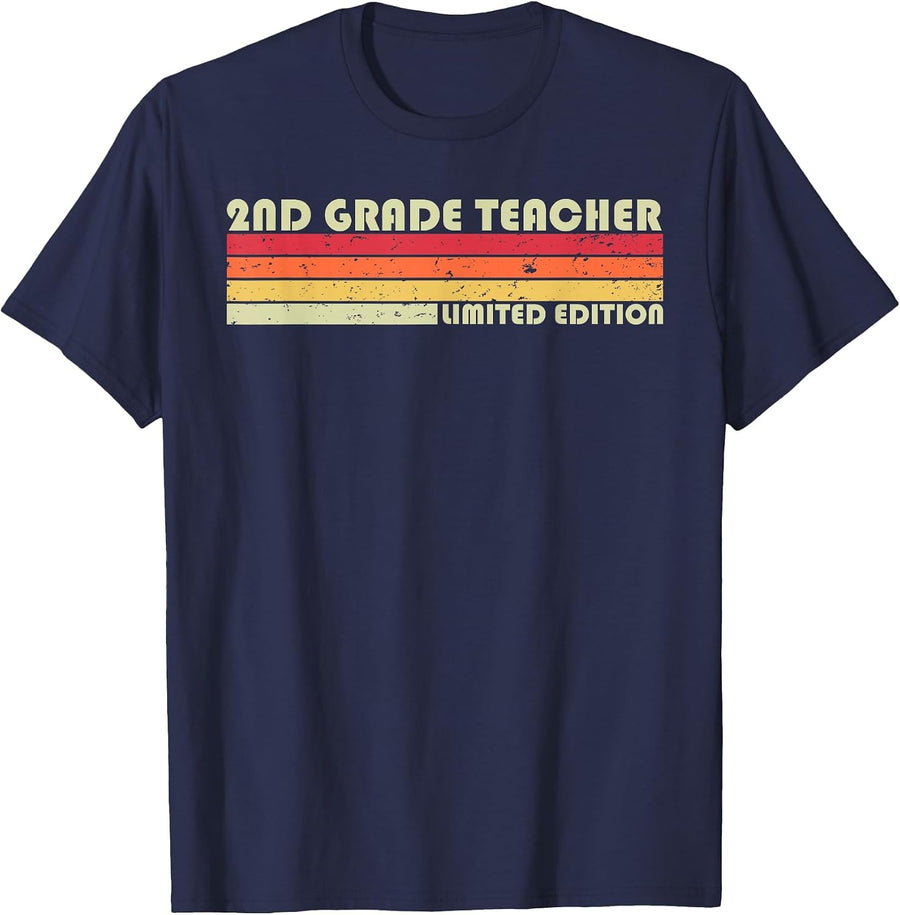 2ND Grade Teacher Funny Job Title Profession Birthday Worker T-Shirt - Navy Blue