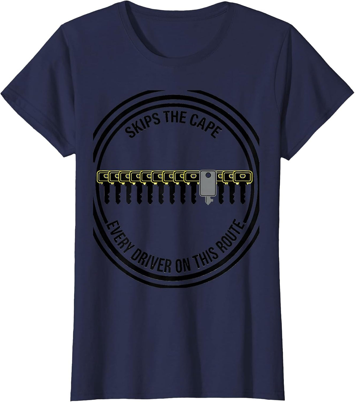 Women's Every Driver On This Route Skips The Cape School Bus Driver T-Shirt - Navy Blue