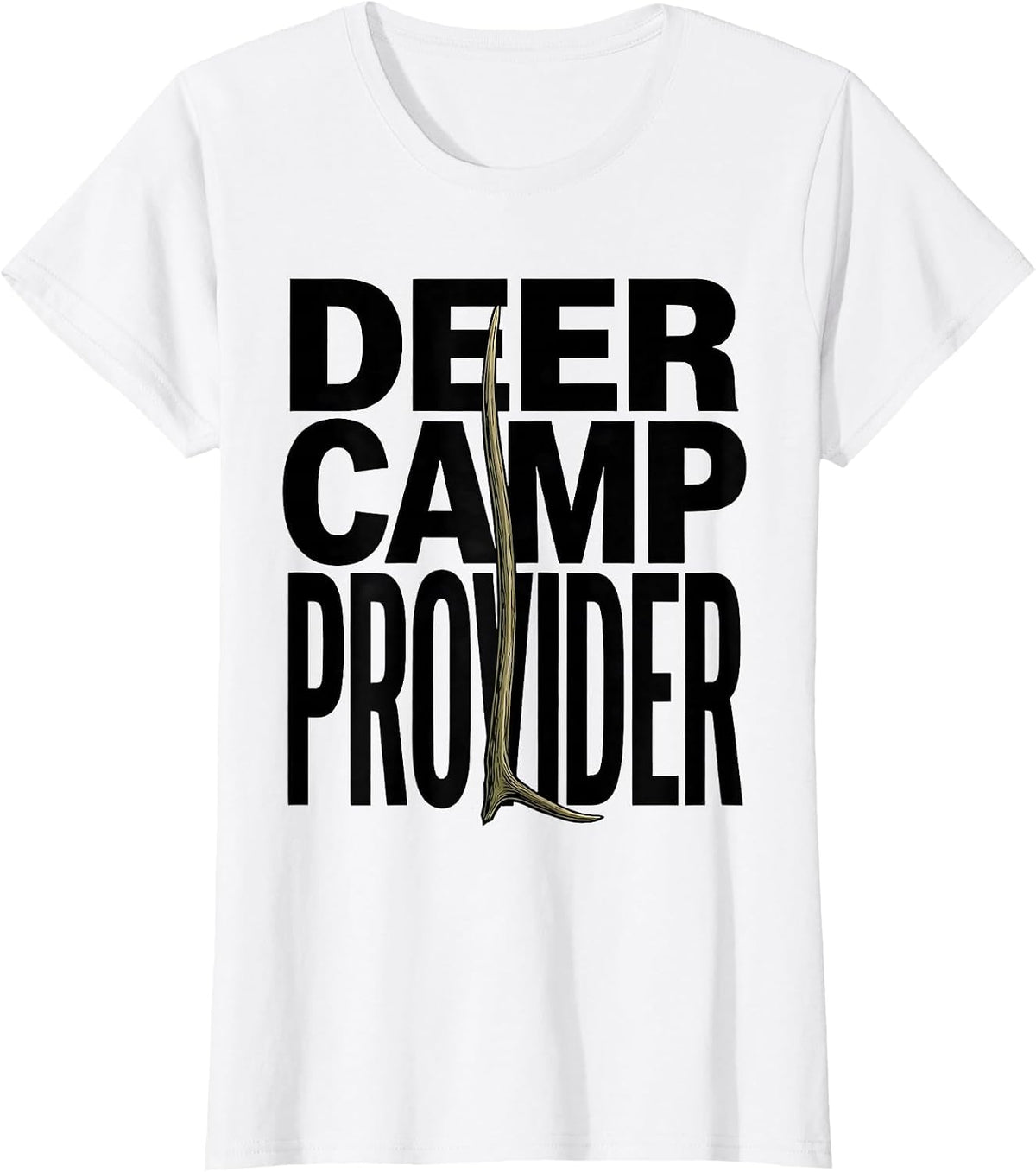 Deer Camp Provider Camo Deer Hunting American Flag Hunter T-Shirt - White
