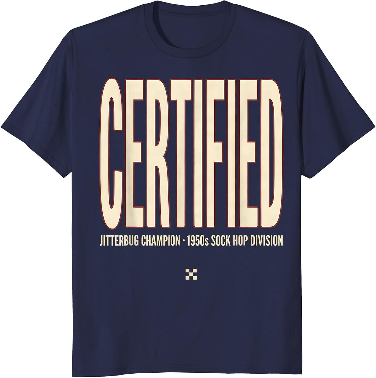 Certified Jitterbug Champion, 1950s Sock Hop Division T-Shirt - Navy Blue