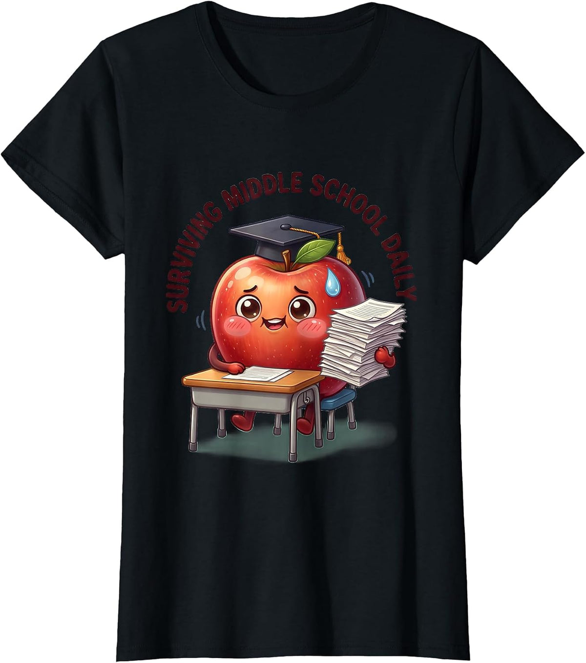 Surviving Middle School Daily Teacher Design T-Shirt - Black