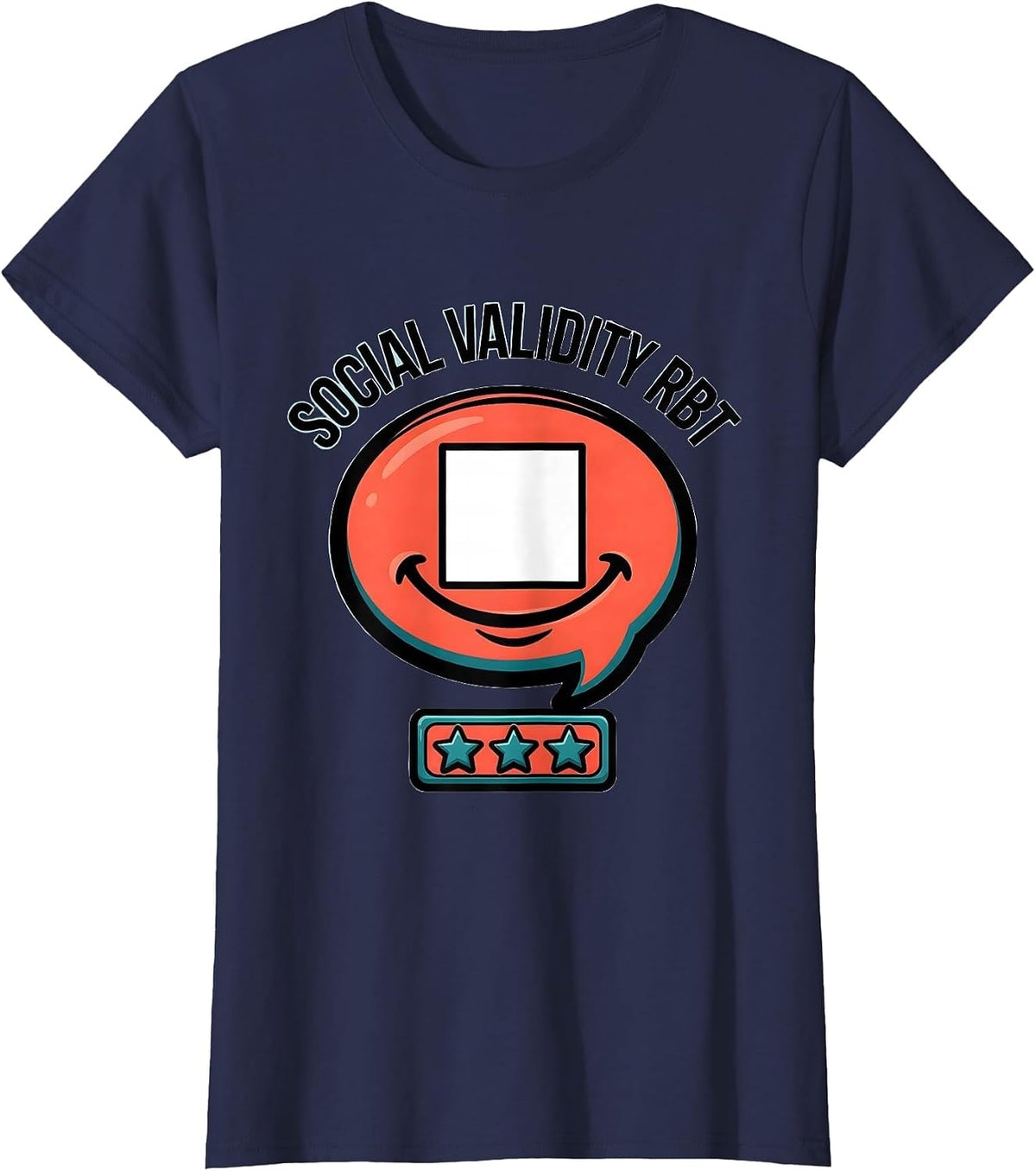 Women's Social Validity RBT Cartoon ABA Therapist Behavior Analyst T-Shirt - Navy Blue