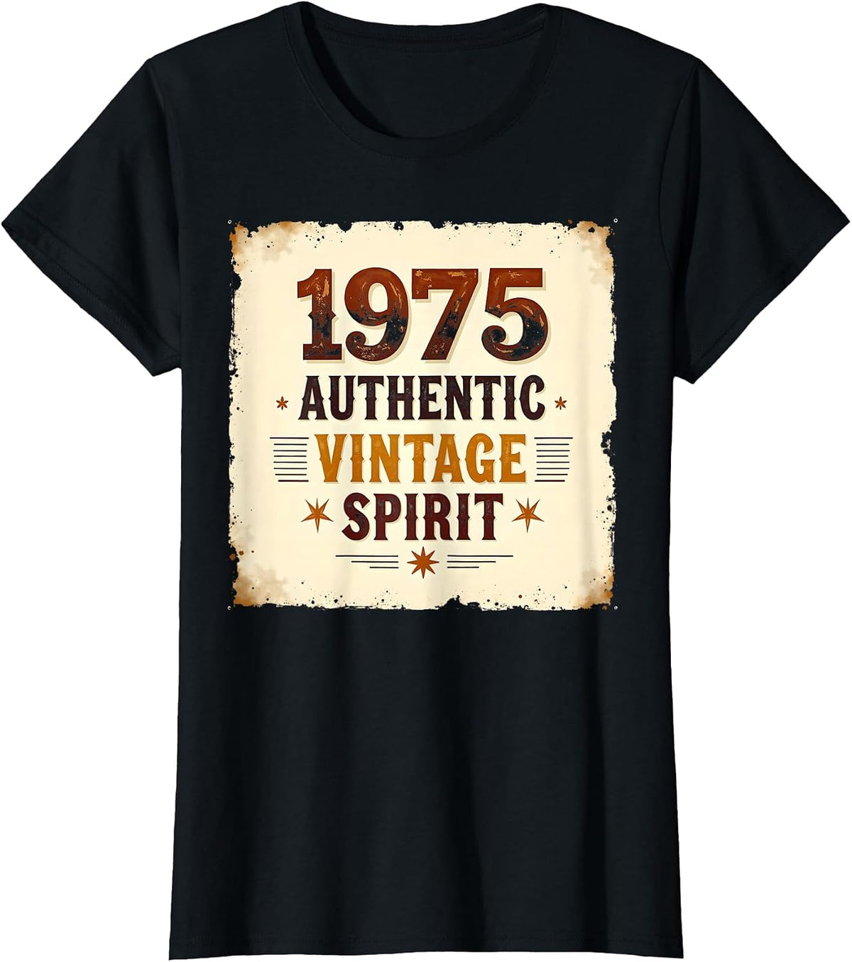 1975 Authentic Vintage Spirit Retro Design T-Shirt - Black