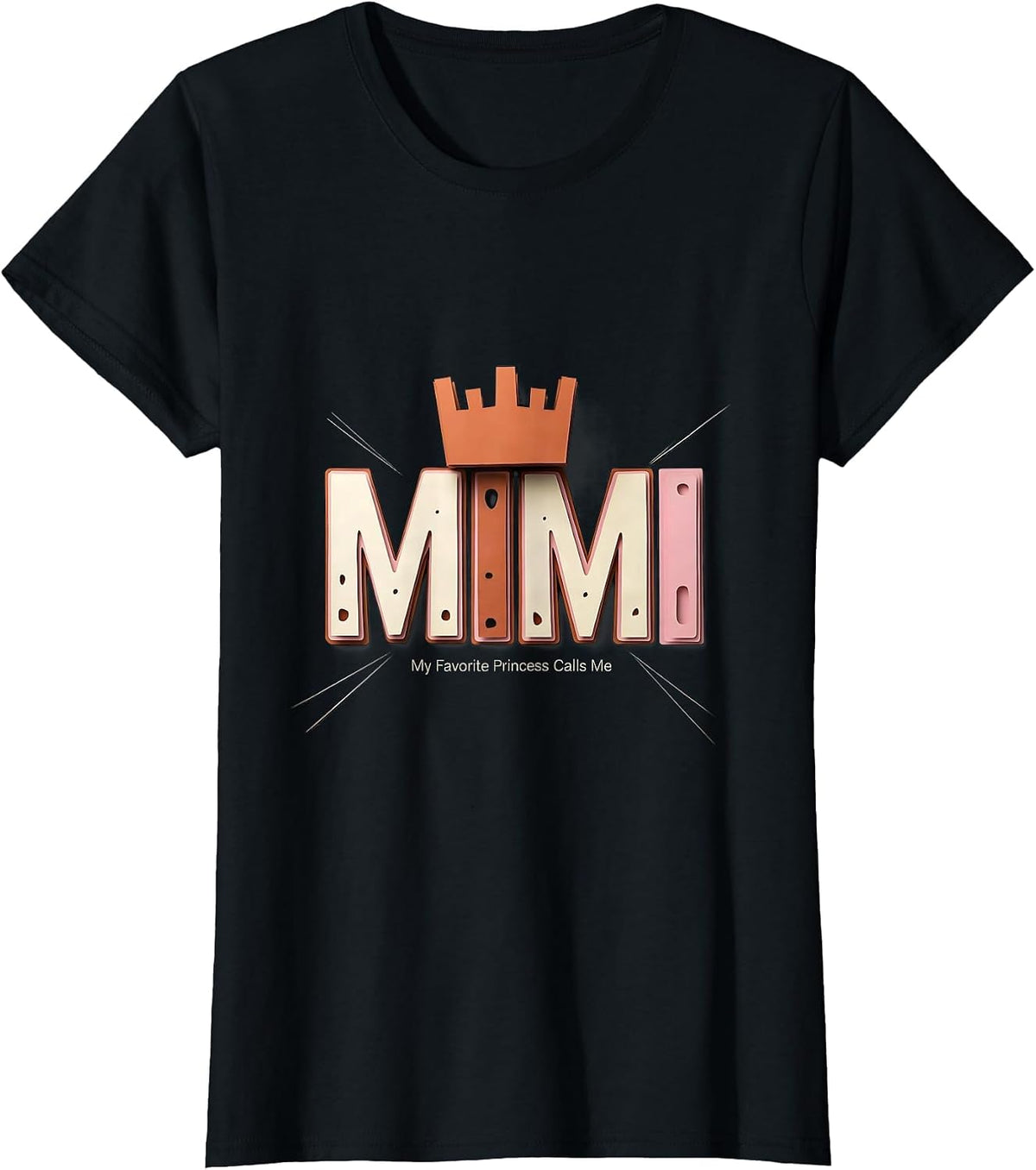 Women's My Favorite Princess Calls Me Mimi Funny Cute Grandma Gift T-Shirt - Black