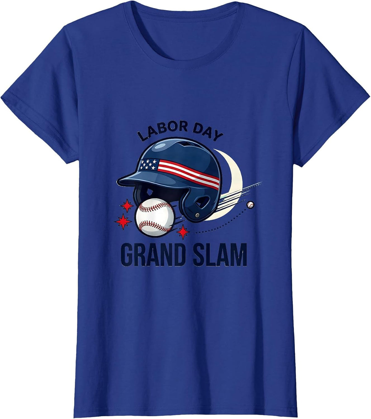 Women's LABOR DAY GRAND SLAM Funny Baseball Player Fourth of July T-Shirt - Royal Blue